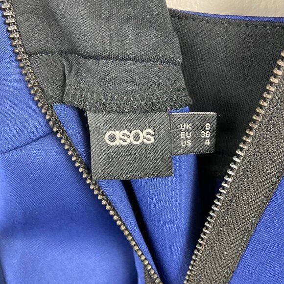 ASOS | Scuba Cobalt Blue Sleeveless V Neck Dress Cutout - Picture 7 of 9